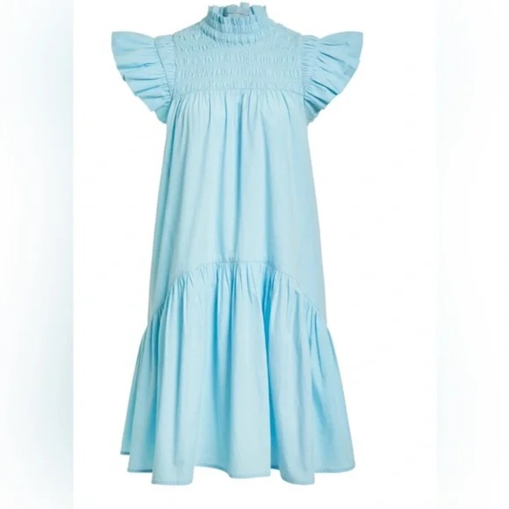 Love the Label Poplin Smocked Dress Light Blue Size Small